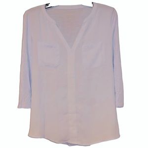 SOHO Small light blue Long sleeve blouse V-neck airy thin clothing